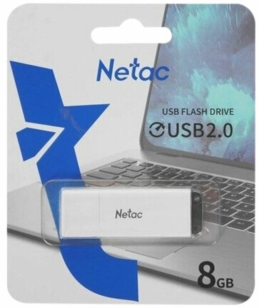 Флеш-диск 8 GB NETAC U185, USB 2.0, белый, NT03U185N-008G-20WH