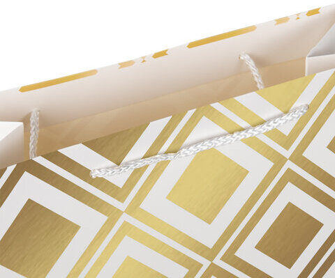 Пакет подарочный 26,5x12,7x33 см ЗОЛОТАЯ СКАЗКА "Gold Luxury", тиснение фольгой, белый, 608249