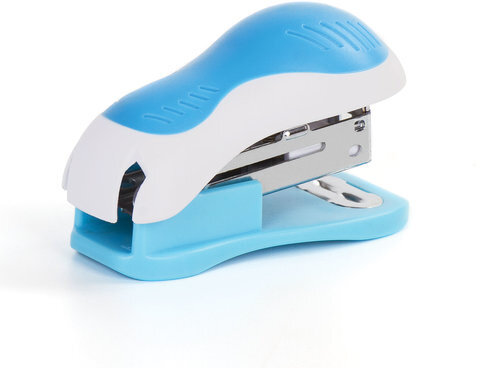 Степлер №24/6, 26/6 МИНИ BRAUBERG "JET", до 15 листов, эргономичный, бело-голубой, 227758