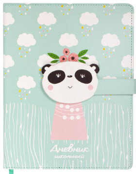 Дневник 1-4 класс 48 л., кожзам (твердая), застежка, ЮНЛАНДИЯ, "ПАНДА", 105956
