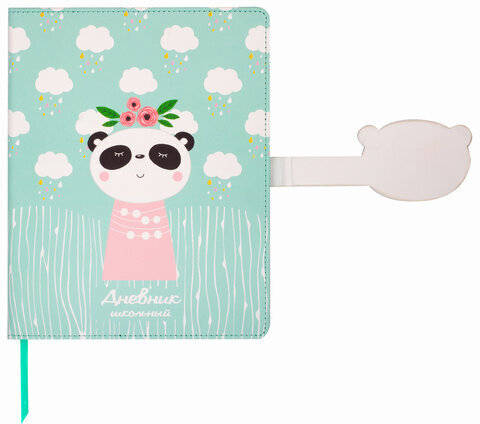 Дневник 1-4 класс 48 л., кожзам (твердая), застежка, ЮНЛАНДИЯ, "ПАНДА", 105956