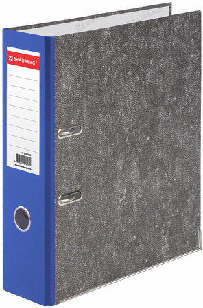 Папка-регистратор BRAUBERG, усиленный корешок, мраморное покрытие, 80 мм, с уголком, синяя, 228028