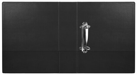 Папка на 2 кольцах BRAUBERG, картон/ПВХ, 75 мм, черная, до 500 листов (удвоенный срок службы), 228389