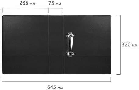 Папка на 2 кольцах BRAUBERG, картон/ПВХ, 75 мм, черная, до 500 листов (удвоенный срок службы), 228389