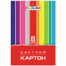 Картон цветной А4 2-сторонний МЕЛОВАННЫЙ, 8 листов, 8 цветов, в папке, HATBER, 195х280 мм, "Creative Set", 8Кц4, 8Кц4_05934
