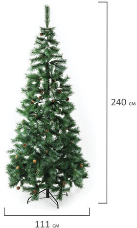 Ель новогодняя искусственная "Velvet Pinewood" 240 см, с инеем и шишками, ПВХ, ЗОЛОТАЯ СКАЗКА, 591706