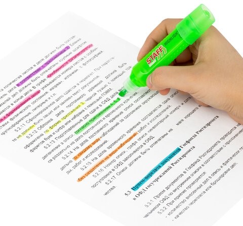 Набор текстовыделителей 6 НЕОНОВЫХ ЦВЕТОВ, STAFF "EVERYDAY HL-707", линия 1-5 мм, скошенный наконечник, 152550