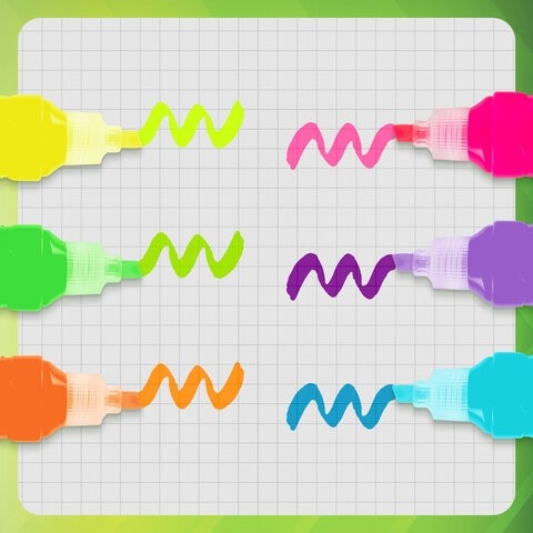 Набор текстовыделителей 6 НЕОНОВЫХ ЦВЕТОВ, STAFF "EVERYDAY HL-707", линия 1-5 мм, скошенный наконечник, 152550