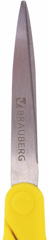 Ножницы BRAUBERG "Original", 155 мм, оранжево-желтые, ребристые резиновые вставки, 236450