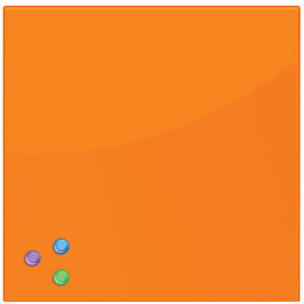 Доска магнитно-маркерная стеклянная 45х45 см, 3 магнита, ОРАНЖЕВАЯ, BRAUBERG, 236738