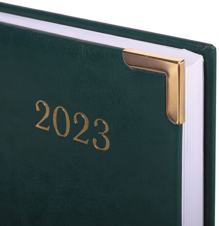 Ежедневник датированный 2023 А5 138x213 мм BRAUBERG "Senator", под кожу, зеленый, 114064