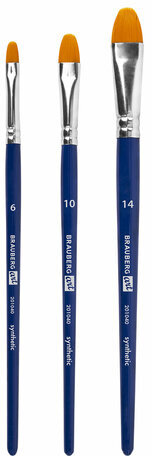 Кисти художественные набор 3 шт., синтетика (овальные № 6, 10,14), BRAUBERG ART DEBUT, 201040