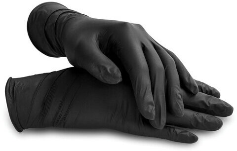 Перчатки нитриловые черные, 50 пар (100 шт.), неопудренные, прочные, XL (очень большой), LAIMA, 606296