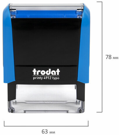 Штамп самонаборный 4-стр, 47х18 мм, синий, TRODAT 4912P4/DB, корпус СИНИЙ, КАССА В КОМПЛЕКТЕ, 67581