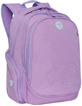 Рюкзак GRIZZLY школьный, анатомическая спинка, 2 отделения, с вышивкой, для девочек, &quot;PINK&quot;, 39х30х20 см, RG-268-1/1