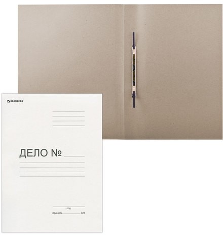 Скоросшиватель картонный BRAUBERG, плотный картон, белый, до 200 листов, 127821