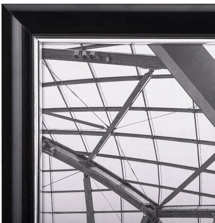 Рамка 10х15 см небьющаяся, багет 14,6 мм, пластик, BRAUBERG "Original Line", черная/серебро, 391233