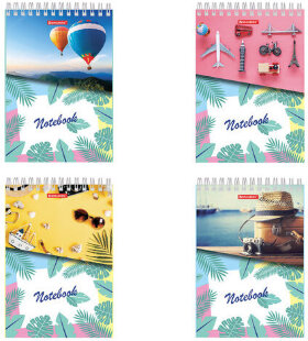 Блокнот А5 (146х205 мм), 80 л., гребень, картон, жесткая подложка, клетка, BRAUBERG, "На позитиве", 129817