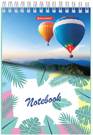 Блокнот А5 (146х205 мм), 80 л., гребень, картон, жесткая подложка, клетка, BRAUBERG, "На позитиве", 129817