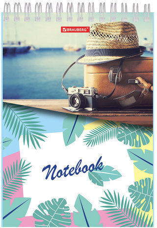 Блокнот А5 (146х205 мм), 80 л., гребень, картон, жесткая подложка, клетка, BRAUBERG, "На позитиве", 129817