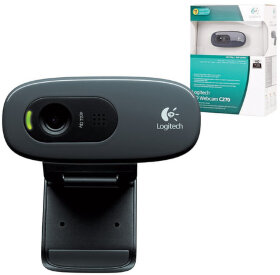 Веб-камера LOGITECH C270, 1/3 Мпикс., микрофон, USB 2.0, черная, регулируемый крепеж