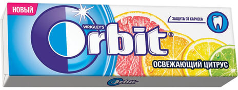 Жевательная резинка ORBIT (Орбит) "Освежающий цитрус", 10 подушечек, 13,6 г, 46177872