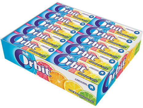 Жевательная резинка ORBIT (Орбит) "Освежающий цитрус", 10 подушечек, 13,6 г, 46177872