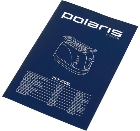 Тостер POLARIS PET 0702L, 750 Вт, 2 тоста, 6 режимов, механическое управление, пластик, белый, 03277