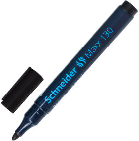 Маркер перманентный (нестираемый) SCHNEIDER (Германия) &quot;Maxx 130&quot;, ЧЕРНЫЙ, круглый наконечник, 1-3 мм, 113001