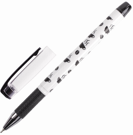 Ручка шариковая масляная с грипом BRAUBERG BLACK&WHITE Coffee, СИНЯЯ, игольчатый узел 0,7 мм, линия письма 0,35 мм, 142957, OBP321