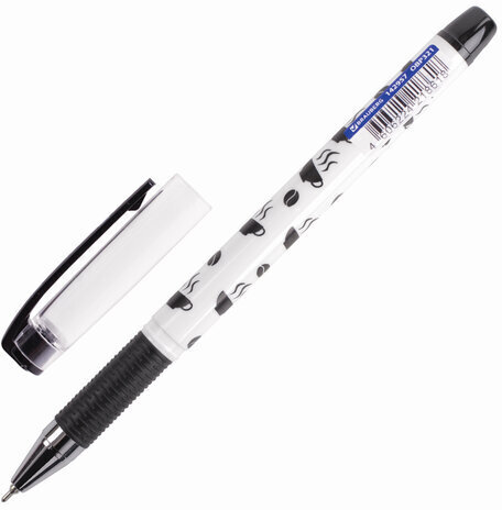 Ручка шариковая масляная с грипом BRAUBERG BLACK&WHITE Coffee, СИНЯЯ, игольчатый узел 0,7 мм, линия письма 0,35 мм, 142957, OBP321