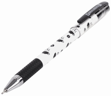 Ручка шариковая масляная с грипом BRAUBERG BLACK&WHITE Coffee, СИНЯЯ, игольчатый узел 0,7 мм, линия письма 0,35 мм, 142957, OBP321