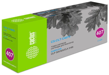 Картридж лазерный CACTUS (CS-CLT-C407S) для SAMSUNG CLP-320/325/N, голубой, ресурс 1000 страниц