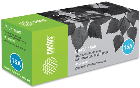Картридж лазерный CACTUS (CS-C7115АS) для HP LaserJet 1000/1200/3300/3380, ресурс 2500 стр., CS-C7115AS