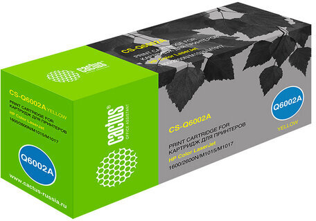 Картридж лазерный CACTUS (CS-Q6002A) для HP ColorLaserJet CM1015/2600, желтый, ресурс 2000 страниц