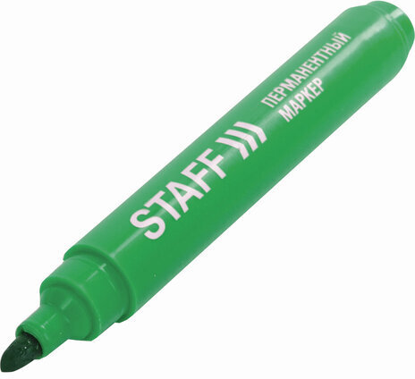 Маркер перманентный (нестираемый) STAFF "Basic" PM-733, ЗЕЛЕНЫЙ, круглый наконечник, 2,5 мм, 150735