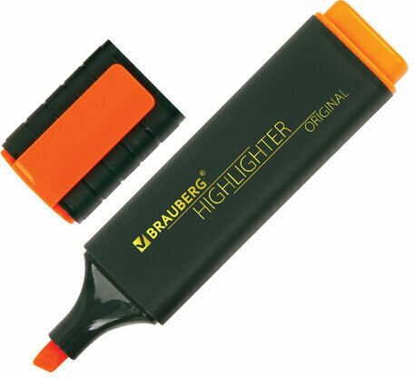 Текстовыделитель BRAUBERG "ORIGINAL", ОРАНЖЕВЫЙ, линия 1-5 мм, 151686