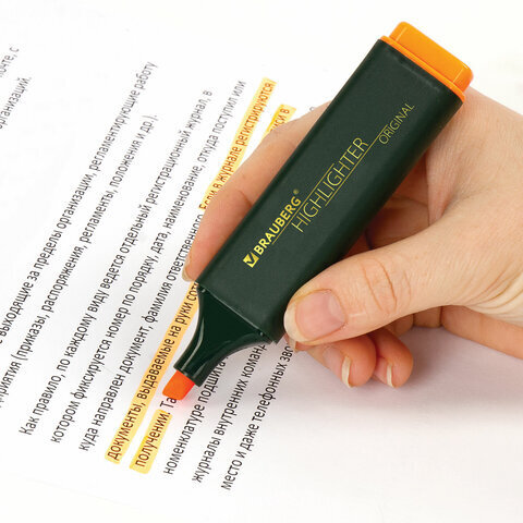 Текстовыделитель BRAUBERG "ORIGINAL", ОРАНЖЕВЫЙ, линия 1-5 мм, 151686