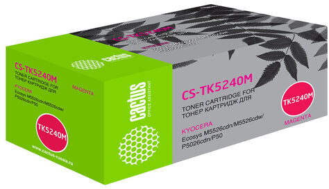 Картридж лазерный CACTUS (CS-TK5240M) для Kyocera M5526cdn/M5526cdw/P5026cdn, пурпурный, ресурс 3000 страниц