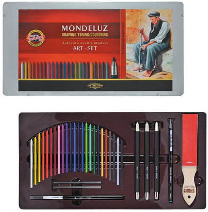 Набор художественный KOH-I-NOOR "Mondeluz", 32 предмета, металлическая коробка, 3796032001PL