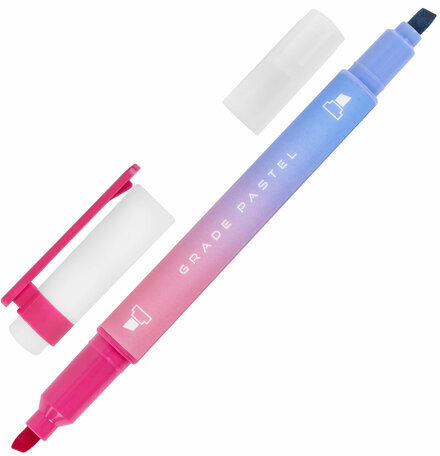 Набор текстовыделителей двусторонних 4 ШТУКИ / 8 ЦВЕТОВ, BRAUBERG "GRADE", линия письма 1-4 мм, 152509