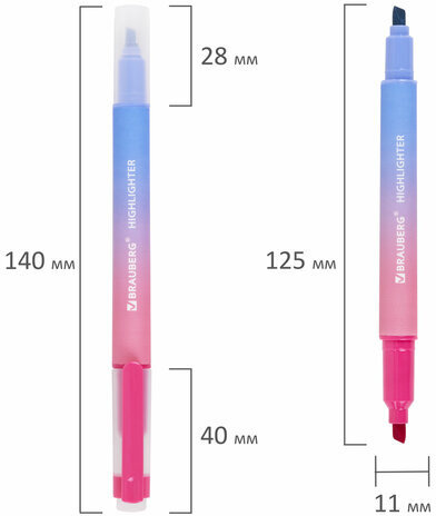 Набор текстовыделителей двусторонних 4 ШТУКИ / 8 ЦВЕТОВ, BRAUBERG "GRADE", линия письма 1-4 мм, 152509