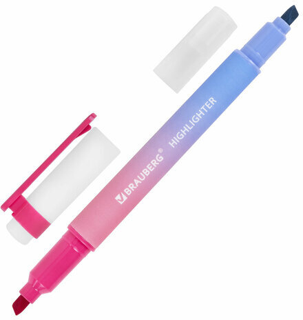 Набор текстовыделителей двусторонних 4 ШТУКИ / 8 ЦВЕТОВ, BRAUBERG "GRADE", линия письма 1-4 мм, 152509