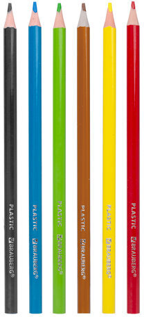 Карандаши цветные BRAUBERG PREMIUM, 6 цветов, трехгранные, грифель мягкий 3 мм, 181660