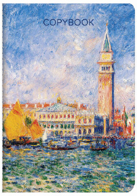 Тетрадь 40 л. в клетку обложка SoftTouch, бежевая бумага 70 г/м2, сшивка, А5 (147х210 мм), ОГЮСТ РЕНУАР, BRAUBERG, 403789