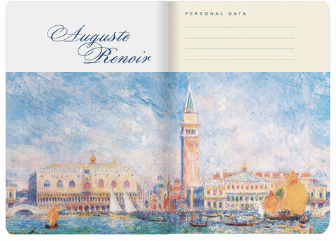 Тетрадь 40 л. в клетку обложка SoftTouch, бежевая бумага 70 г/м2, сшивка, А5 (147х210 мм), ОГЮСТ РЕНУАР, BRAUBERG, 403789