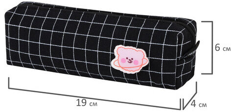 Пенал BRAUBERG, 1 отделение, полиэстер, "Cute bear", черный, 19х4х6 см, 272303