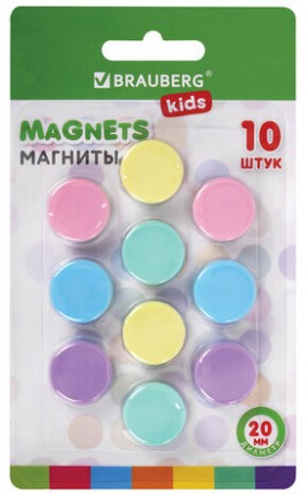 Магниты 20 мм, НАБОР 10 шт., &quot;MACAROONS&quot;, BRAUBERG KIDS, блистер, 272520