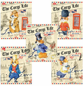 Тетрадь А5 48 л. HATBER скоба, клетка, обложка картон, &quot;Корги_LIFE&quot; (5 видов в спайке), 48Т5В1