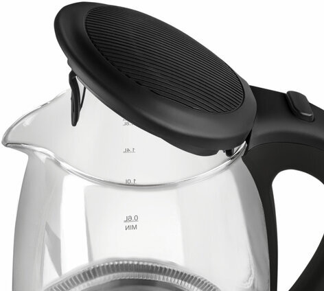 Чайник SCARLETT SC-EK27G89, 1,7 л, 2200 Вт, закрытый нагревательный элемент, стекло, черный